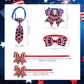 24 pcs Small Dog American Independence Day Bow Ties with Pearl Accessories Pet Dog Cat Bowties Neckties Pet Grooming Supplies (Mix Color)