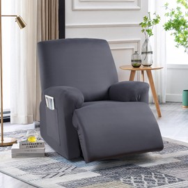TAOCOCO Stretch Recliner Couch Covers 3-Pieces Style Recliner Chair Covers Recliner Cover for Reclining Chair Slipcovers Feature Fitted Soft Washable (1 Seat, Dark Gray)