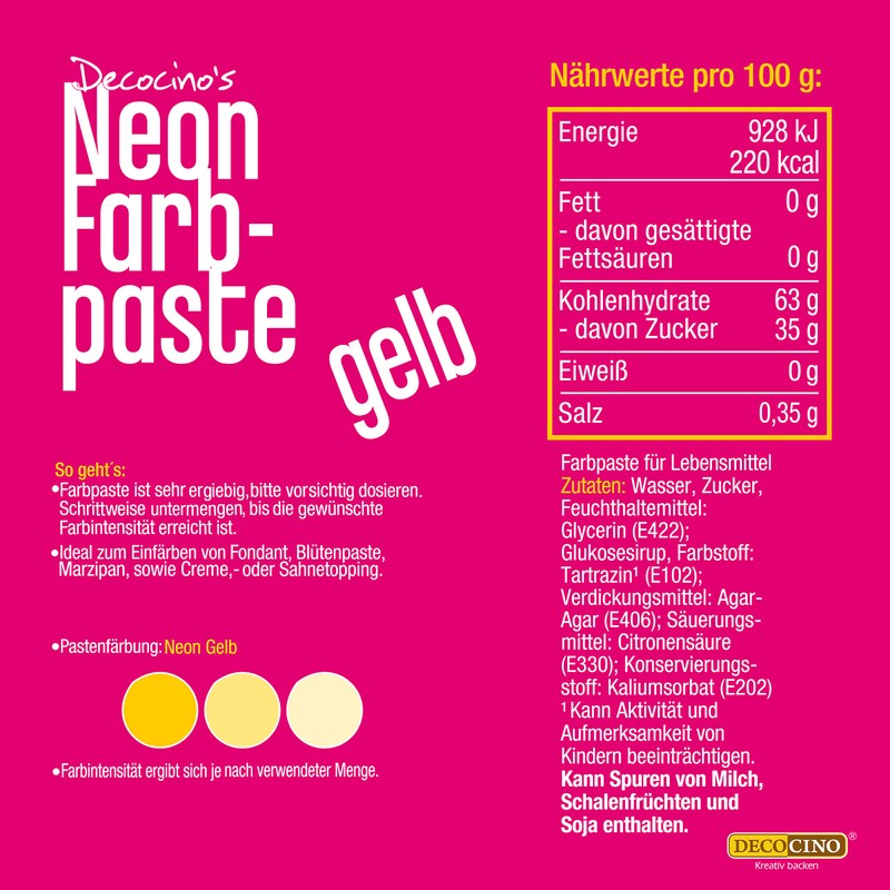 DECOCINO Neon Food Paste, Yellow Food Colouring