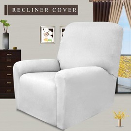 Easy-Going Microfiber Stretch Recliner Slipcover Soft Fitted Sofa Couch Washable Furniture Protector for Pets, Kids (Recliner, Snow White)