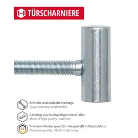 Gedotec Hinges – Renovation Hinges Door Hinges Galvanised Steel | Pack of 2 Door Hinges for Screwing On - Drilling | Made in Germany | Door Hinges for Wooden Doors and Wooden Door Poles | Drilling