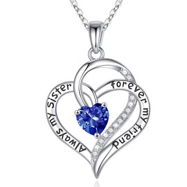 Sisters 925 Sterling Silver Birthstone Tanzanite Necklace for Mothers, Valentines Day, Christmas, Birthday Gifts