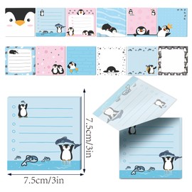 240PCS Penguin Sticky Notes Self Sticky Notepads Cute Penguin Pattern Adhesive Mini Memo Pad for School Office Party Gifts Labelling Supplies