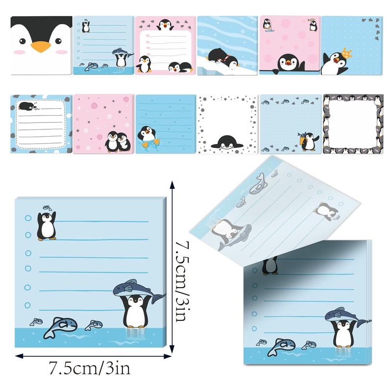 240PCS Penguin Sticky Notes Self Sticky Notepads Cute Penguin Pattern