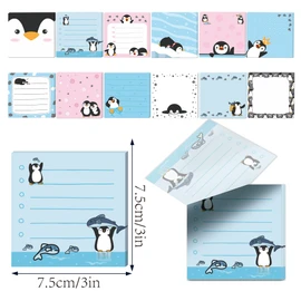 240PCS Penguin Sticky Notes Self Sticky Notepads Cute Penguin Pattern Adhesive Mini Memo Pad for School Office Party Gifts Labelling Supplies