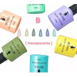 Mussa Gama De Gel Uv Efecto Vitral Gelatina X 6 Piezas Para Uñas