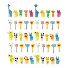 Tuybb Set 50 Tenedores Palillos Animales Caritas Lunch Fruta Niños