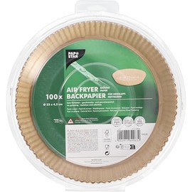PAPSTAR, Baking Paper Diameter 23 cm 4.5 cm Brown for Hot Air Fryers Pack of 100