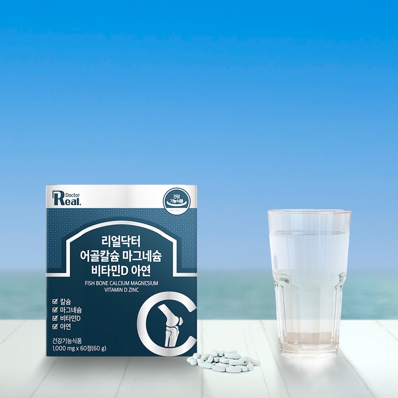 리얼닥터 어골칼슘 마그네슘 비타민D 아연 영양제 60g, 60정, 3개 Real