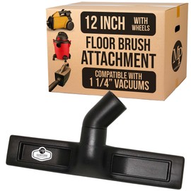 MP Maresh Products Vacuum Brush Attachment Compatible with Central Vac - Horse Hair Bristles for Thorough Cleaning, Bare Floor or Wall Brush, Replacement Part for Central Vac - 12" with Wheels (Black)