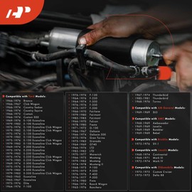 A-Premium Fuel Filter Compatible with Ford F-150 F150 1976, F-250 F250 1964-1976, F-350 F350 1964-1974/1976, F-500 F500 1975-1977, Mustang 1966-1973/1979-1982, Fiesta 1978-1980 & Lincoln & Jeep