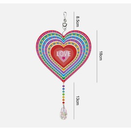 5D DIY Love Heart Hanging Sun Catcher Diamond Painting Kit Rotatable Double Sided Crystal Approx 39.5cm Decoration