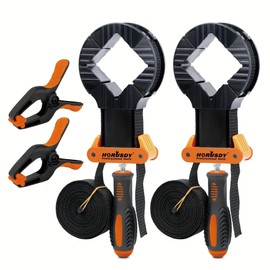 HORUSDY 4-Piece Band Clamp, Woodworking Frame Clamp Strap Holder for Picture Strap Clamp Strap Clamp (4-Piece Band Clamp)