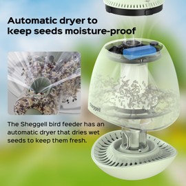 Smart Spinning Bird Feeder for Outdoor Hanging, Wild Bird Feeder, Automatic Seed Dryer, Bird Watching Gift-5LB Seed Capacity, Easy to Clean & Refill, Use DC 5V/1A, DC 5V/2A Charger