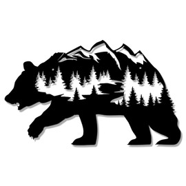 Hotop Metal Bear Wall Art Metal Rustic Forest Wall Decor Metal Bear Wilderness Wall Art Bear Wall Decor Metal Forest Decor for Living Room Bedroom Indoor Decoration Supplies, 14 x 8.5 Inch (Black)