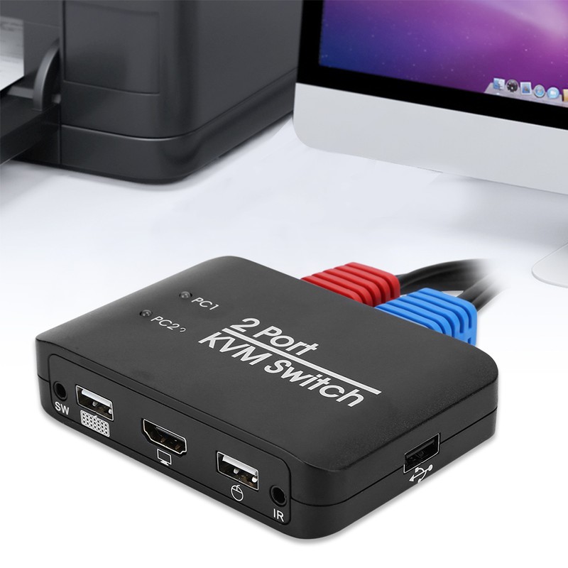 2‑Port KVM Switch USB 2.0 HDMI Umschalter for Windows/IOS/OS X/Linux/Netware/Unix/Android