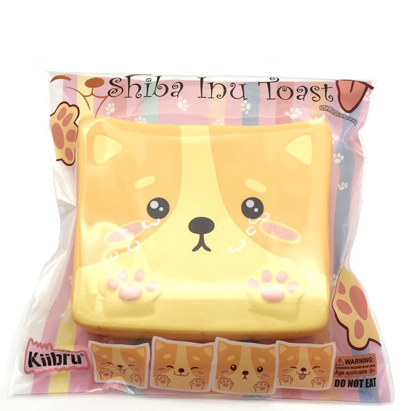 Kiibru 柴犬トースト ネバネバ スクイーズ 低反発 ストレス解消グッズ 子供の玩具 食物おもちゃ(泣く)