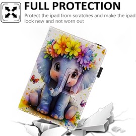Pudiceva Universal 10 10.1 Inch Android Tablet Case,Slim Folding Stand Cover for All 9"-10.5" Touchscreen Tablet Case with Stylus Pen Holder,Little Elephant