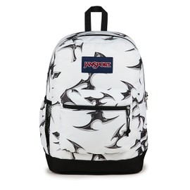 JanSport Cross Town Plus Backpack - Large Main Compartment, Side Water Bottle Pocket, 15-Inch Padded Laptop Sleeve - Cyber Silver White