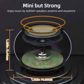 AUKSKY 2Pack Portable Mini Speakers, Bluetooth Tiny Speakers,Wireless Micro Speaker for Phone/PC/Tablet, Rechargeable Battery, Built-in Microphone, Cute Mini Speaker with Strap to Carry, Black