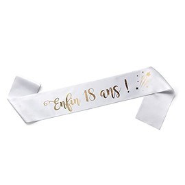 ENFIN 18 ANS - Birthday Sash - Gift or to Wear for 18 Years - White and Gold