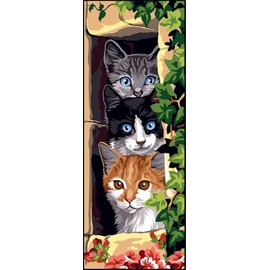 Wizardi Needlepoint Canvas for halfstitch Without Yarn The Three Cats SE950.168 Seg De Paris