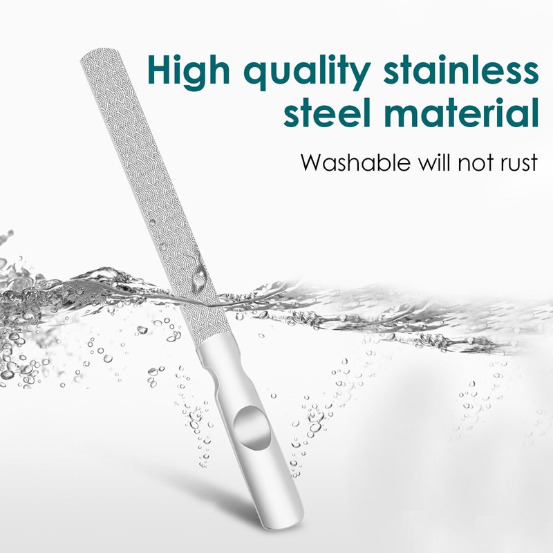 Double Sided Stainless Steel Nail File, Reusable Manicure Files with