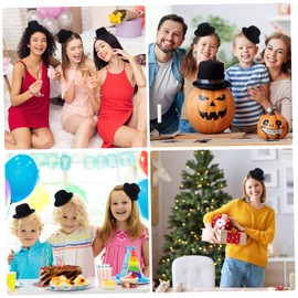 UPKOCH Pack of 4 Hat Embryo Small Cylinder Mini Clown Hat Mini Hair Clip Hats Hair Accessories Hairpins Black Top DIY Formal Hairpin Hat Outdoor Headband Bottle Cap