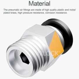 VIILOCK Pneumatic Push to Connect Tube Fitting, Male Straight 8mm Tube OD x 1/4”NPT Thread Air Line Fittings PC8-N2 (Pack of 10)