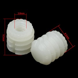 FMHXG 100PCS Plastic Pre Insert Expansion Tube Screws Hinge Self Tapping Screws Cabinet Door Dowel Inserts Hinge Machine Threaded Teeth 4x10mm for Dresser Wooden Sofa Mural White