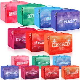 Paterr 14 Pack Packing Cubes for Kids Days of Week Packing Cubes Colorful Luggage Organizers Suitcase(9 x 7 x 3 Inch)