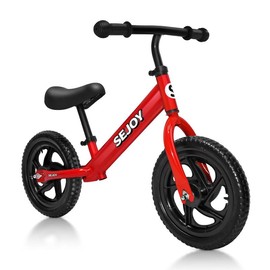 SEJOY 12'' Kids Balance Bike Adjustable Height No Pedal Training Toys 3-6 Years - Color: Blue