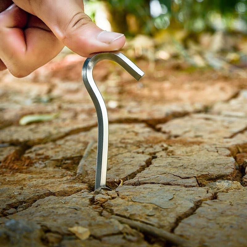 12PCS Tent Pegs Steel Ground Camping Stakes Outdoor Nail 6mm