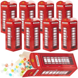 CHENGU 8 Pieces British Party Decorations London Phone Booth Box UK England Candies Boxes British International Party Favors for London Party Gift for Christmas United Kingdom Party, 2.9 x 8.6 Inch