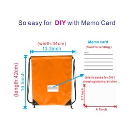 JohahaTim Drawstring Backpack Bulk 40 Packs Draw String Bags for Gym Sports Trip Pedestrianism Cinch Sack DIY for Women Men with Memo Card (orange)