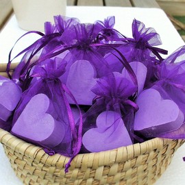 Gmnosuw 100 Count Organza Drawstring Gift Bag for Jewelry,Dried Lavender Flowers,Sheer Fabric 4x6 Inches Mesh Purple Voile Pouch for Baby Shower,Christmas,Baby Girl Birthday,Party Favors,Wedding,Beach