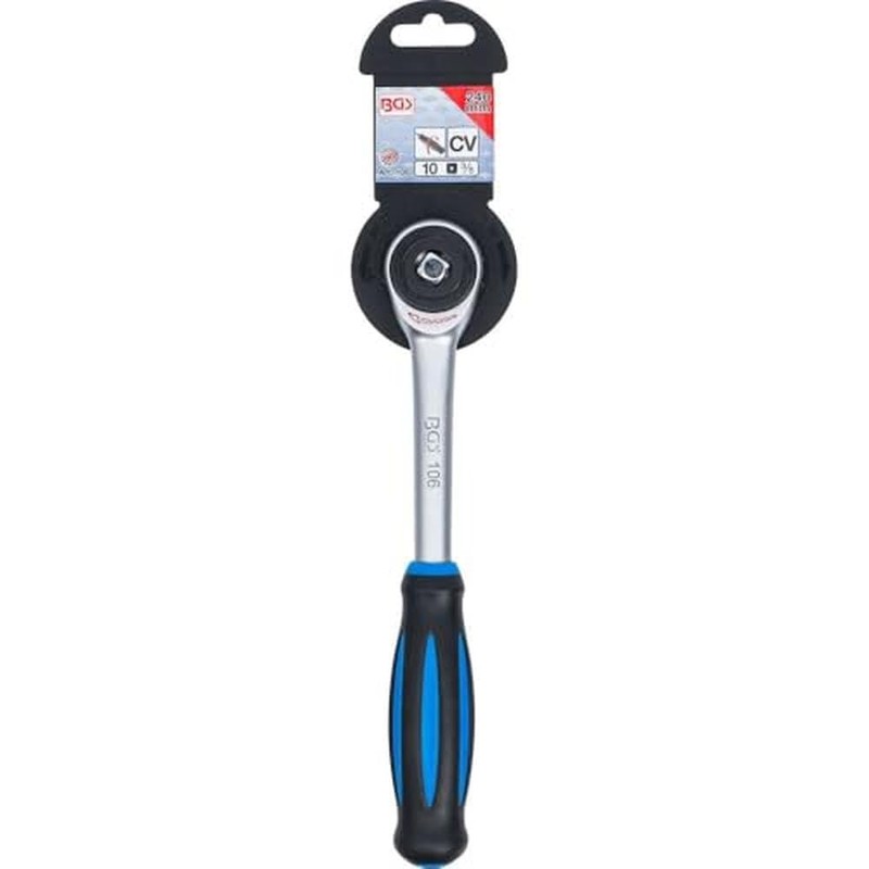 BGS 106 Reversible Ratchet with Spinner Handle, Silver/Black/Blue, 3/8-Inch
