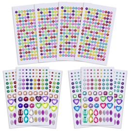 Anezus 1126Pcs Rhinestone Stickers Self-Adhesive Bling Craft Jewels Crystal Gem Stickers for Nail, Body, Makeup, Festival, Assorted Sizes and Shapes, 10 Sheets