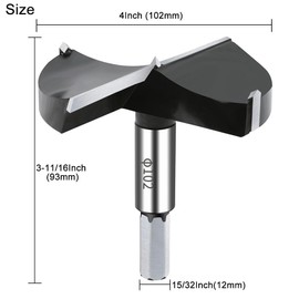 NICAVKIT 4 Inch Carbide Forstner Drill Bit, Carbide Tipped Forstner Bit for Hard Wood, Wood Drilling Bit Woodworking Hinge Cutter Tool Kits for Wood Plywood Plastic