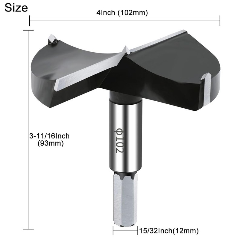 NICAVKIT 4 Inch Carbide Forstner Drill Bit, Carbide Tipped Forstner