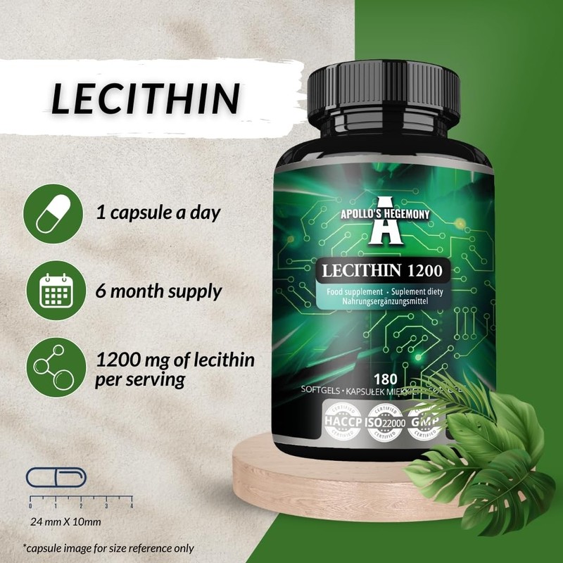 Lecithin 1200mg with Vitamin E - 180 Softgel Capsules -