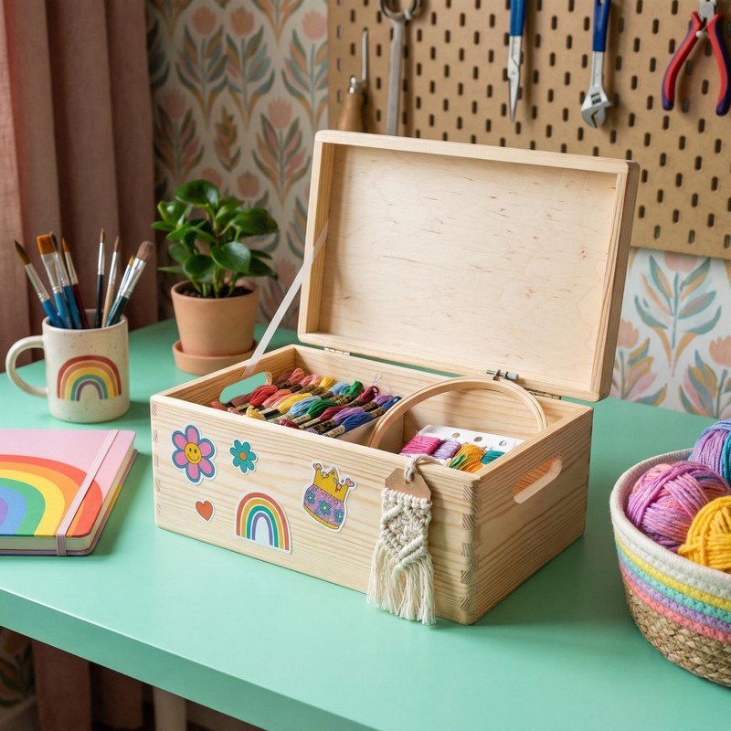 Creative Deco Large Wooden Box, 30 x 20 x 14