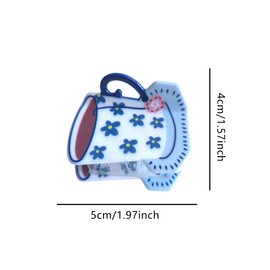 Novelty Coffee Cup Hair Clips,Cute Acetate Claw Clip for Women,Fashion Hair Clip,White