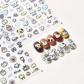 Dedyel 5D Embossed Cute Nail Art Stickers Cartoon Kawaii Design Anime Self Adhesive Nail Stickers for Women Kids Girls Nails Art Decorations