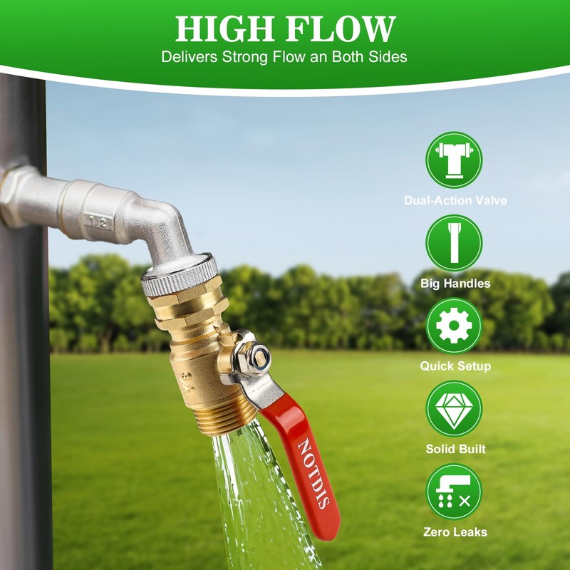 Brass Garden Hose Shut Off Valve with Full-Flow Design -
