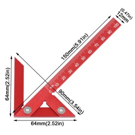 KETIPED Aluminum Alloy Center Positioning Ruler, 45/90 Degree Positioning Ruler, Right Angle Positioning, Centerline Positioning, Multi-Function Arrow Ruler, High-Precision Metric Measuring Ruler,043R