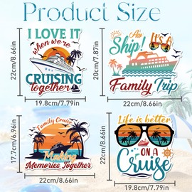 Cruise Door Magnets Decorations, 4PCS Retro Family Trip Cruise Magnets for Ship Cabin Door, Cruising Must Haves Magnetic Signs