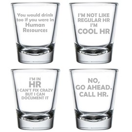 MIP Set of 4 Shot Glasses 1.75oz Shot Glass Gift HR Human Resources Collection