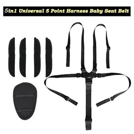 Arnés universal de 5 puntos Peixiong con cinturón de seguridad para asiento de bebé, ajustable, con 5 almohadillas, cinturón de seguridad para silla alta/cochecito/stroller para proteger a los niños