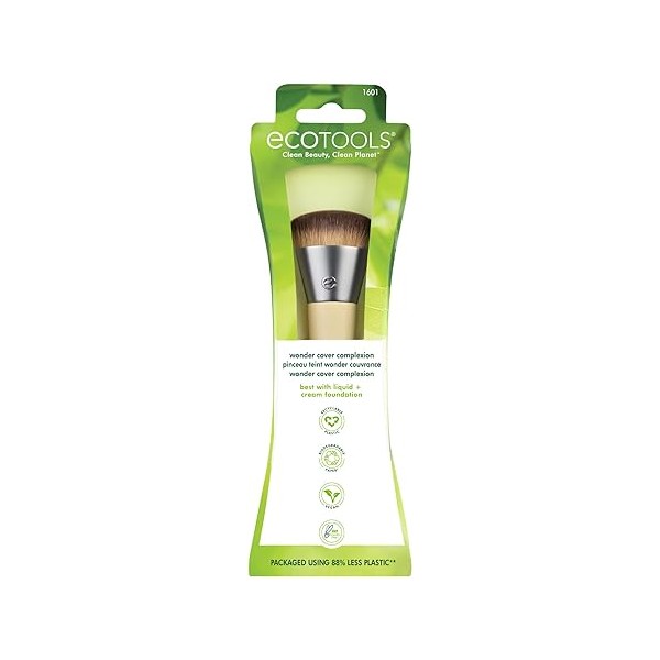 EcoTools, Wonder Cover Complexion, Brocha para Base de Maquillaje, Cobertura